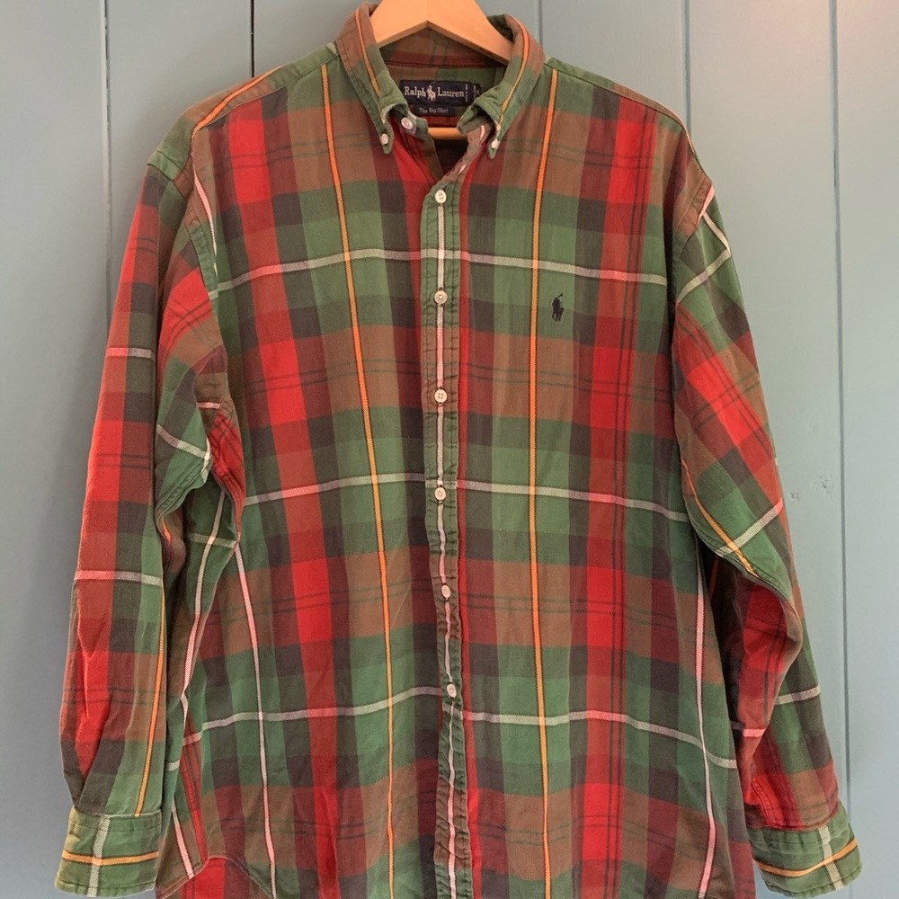 Ralph Lauren Plaid Button Down Shirt, Size L